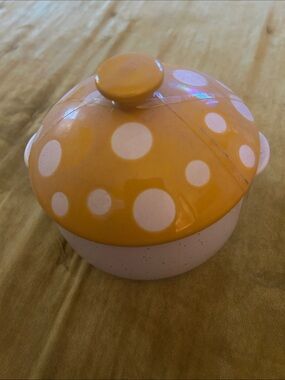 Cost Plus World Market Yellow Polka Dot Ceramic Lidded Jar